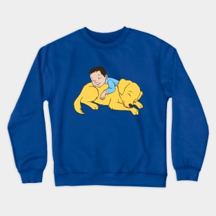 Golden Retriever Puppy with Boy Crewneck Sweatshirt